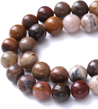 90pcs 4mm Natural Wooden Petrified Jade Agate Gemstone Beads Round Loose Spacer Beads for Jewelry Making DIY Bracelet Necklace 1 Strand 15inch