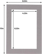 5x7 Mat for 8.5x11 Frame - Precut Mat Board Acid-Free Show Kit with Backing Board, and Clear Bags Charcoal 5x7 Photo Matte Made to Fit a 8.5x11 Picture Frame Matboard for Framing, Pack of 100 Mats