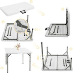 34" Square Folding Table,Multi-Functional Portable Folding Card Table with Carrying Handle for Indoor Outdoor Camping,Picnic, Office, Party Use, HDPE Plastic Tabletop with Metal Frame(White)