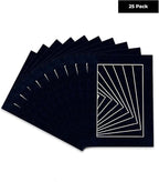 Pack of 25 Acid Free 11x14 Mats Bevel Cut for 8.5x11 Photos - Navy Suede Precut Matboards For Pictures, Photos, Framing - 4-ply Thickness