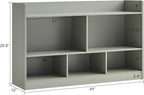 Kids Toy Storage Organizer, 5-Section Bookshelf for Organizing Books Toys, Wooden Storage Cabinet Daycare Furniture for School, Classroom Playroom, Nursery, Kindergarten (Grey)
