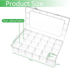 Large 24 Grids Plastic Organizer Box Adjustable Dividers,Clear Storage Box for Jewelry, Art DIY Crafts, Washi Tapes, Beads and Small Parts(3 Pack)