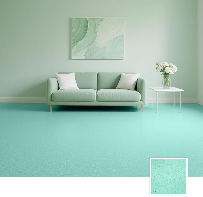 Epoxy Colored Sand Floor Paint, Epoxy Floor Paint High Gloss Marble Effect Coating for Indoor and Outdoor, Wear-resistant and non-slip Self-leveling Coating Green 35OZ(1KG)