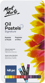 Mont Marte Oil Pastels in Tin Box Signature 48pc, 48 Assorted Colors, Vibrant Oil Pastel Set, Great Blending and Layering, Comes in Storage Case, Ideal for Art, Craft, Coloring and Sketching