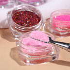 Holographic Sugar Glitter Powder for Nails, 12 Colors Iridescent Sugar Nail Dipping Powder Pigment Ultra Fine Sparkle Nails Gel Polish Glitter Dust Manicure Decoration for Home DIY Salon