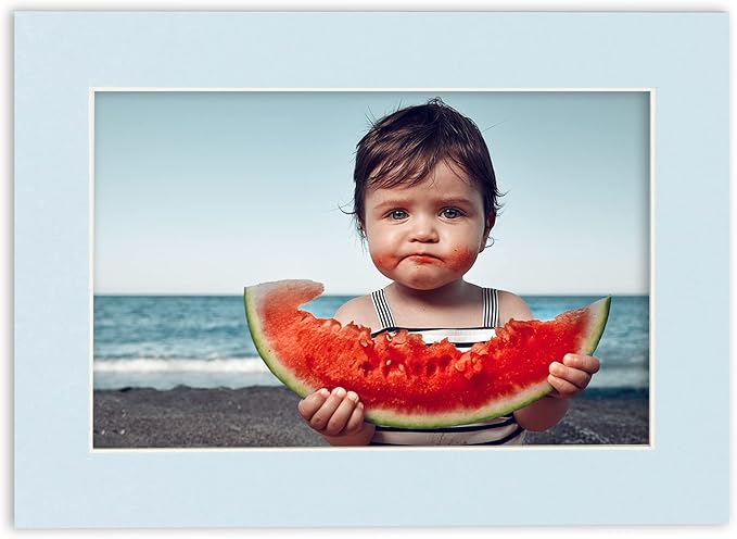 8x10 Mat for 6x8 Photo - Precut Baby Blue Picture Matboard for Frames Measuring 8 x 10 Inches - Bevel Cut Matte to Display Art Measuring 6 x 8 Inches - Acid Free ONE MAT with Backing Board & Clear Bag
