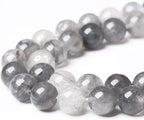 36pcs 10mm Natural Grey Cloud Crystal Stone Beads for Jewelry Making Energy Healing Power Stone Beads DIY Bracelet Necklace Accessories 15"(10mm, Grey Cloud Crystal)