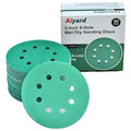 5-Inch 8-Hole Wet Dry Sanding Discs 1500 Grit, Polyester Film Backed Heavy-Duty Hook and Loop Sandpaper for Random Orbital Sander, 50-Pack