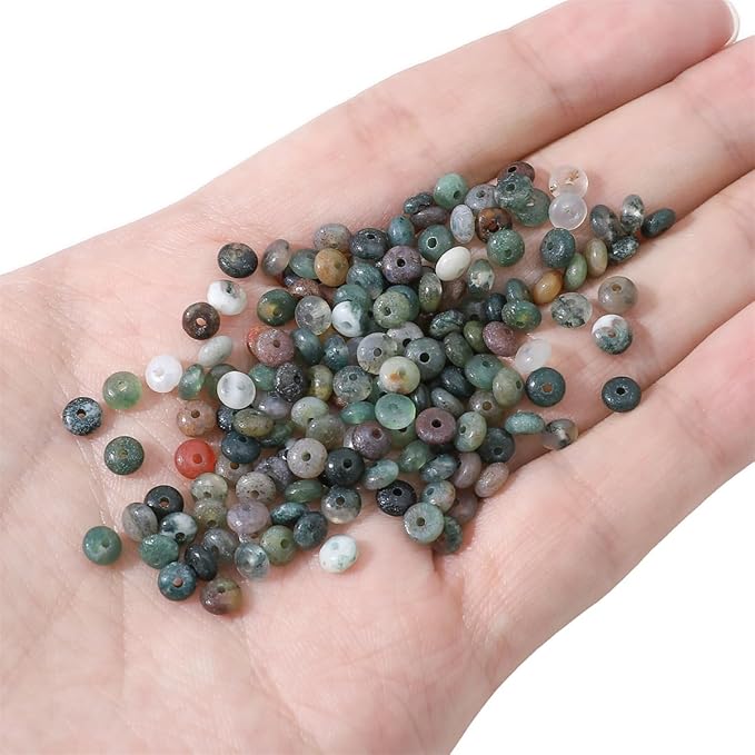 Natural Indian Agate Disk Stone Beads 4x2mm 160pcs Rondelle Loose Semi Gemstone Beads for Jewelry Making Design