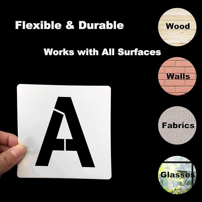 Alphabet Letter and Number Stencils 11 Inch - 40 Pack Large Letters and Numbers Stencil Templates with Signs for Painting on Wood, Reusable Number Letter Stencils for Chalkboard Signs & Wood Wall Art