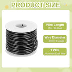MECCANIXITY 9 Gauge Anodized Aluminum Craft Wire Bendable Bonsai Training Wire 56 Feet 3mm for Sculpting Crafts Wreath Floral Beading Jewelry Making, Black