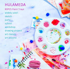 Hulameda 80pcs Paint Tray Palettes, Plastic Round Pallets for Kids or Students,Craft DIY or Have a Birthday Painting Party