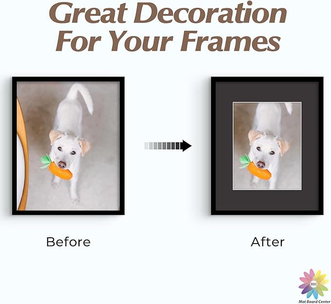 Mat Board Center, Pack of 25, 16x20 for 11x14 Black Mats - Acid Free, 4-ply Thickness, White Core - for Pictures, Photos, Framing