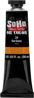 Soho Urban Artist Oil Paint - Raw Sienna, 50 ml Tube - Best Valued Oil Colors for Painting, Excellent Pigment Load