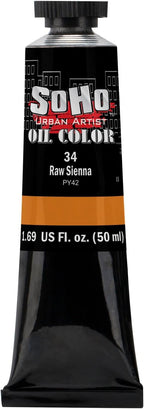 Soho Urban Artist Oil Paint - Raw Sienna, 50 ml Tube - Best Valued Oil Colors for Painting, Excellent Pigment Load