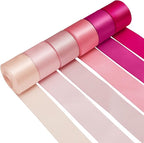 1-1/2 Inch Pink Satin Ribbons for Crafts, 6 Rolls Single-Faced Pink Assorted Ribbons for Gift Wrapping Flower Bouquet Wedding Invitations Bridal Shower Hair Bows Garland Party Decor