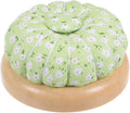 HARFINGTON 2pcs Pin Cushions Sewing Needle Cushion Needle Holder Pincushions with Magnetic Wooden Base for Sewing Quilting Needlework DIY Crafts, Green White Red