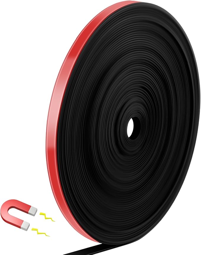 Magnetic Tape Roll Thin Strips, 0.39 Inch x 66 Feet Magnetic Board Dividers Whiteboard Graphic Decorative Tape Marking Line for Classroom Office Art Accessories(Red)