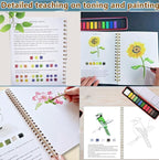 Watercolor Workbooks, Beginner Watercolor Painting Kit – 12 Colors Paint Set with Brush