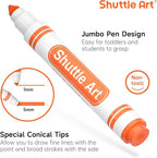 Shuttle Art 304 Pack Washable Markers, 16 Assorted Colors Broad Line Conical Tip Large Markers Bulk with a Box, Bonus Caps, Home Classroom School Supplies for Toddlers Kids Adults Students Teachers