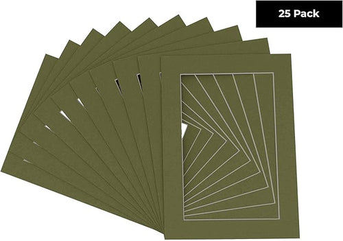 11x14 Mat for 8.5x11 Photo - Precut Dill Green Picture Matboard for Frames 11 x 14 Inches - Bevel Cut to Display Art 8.5 x 11 Inches - Acid Free Pack of 25 MATS with Backing Boards & Clear Bags