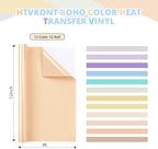 HTVRONT Boho HTV Vinyl Bundle - 12 Pack 12" × 3FT Heat Transfer Vinyl for T Shirts, Pastel Iron on Vinyl Compatible with Cricut Cutting Machine, Easy to Use HTV with 12 Macarons Color