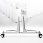 MYOYAY 2 Packs Room Divider Stabilizer Feet with Stainless Steel Wheels, Folding Room Screen Divider Stand Support Bases Privacy Screen Partition Holder Feet for Hotel Home Office (Sliver)