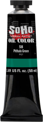 Soho Urban Artist Oil Paint - Phthalo Green, 50 ml Tube - Best Valued Oil Colors for Painting, Excellent Pigment Load