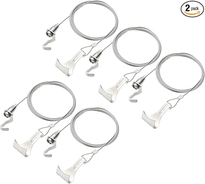 uxcell 2Pcs Picture Hanging Wire Kit, 3 m x 1.5 mm Heavy Duty Picture Hangers Adjustable Wire Rope with S-Hooks and Loop, Load 35kg/77.1 lbs for Hanging Mirrors Light Lamp Artwork