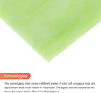 MECCANIXITY 2 Pcs Stained Glass Sheet Mosaic Tile 7.9 Inch x 5.9 Inch Light Green Stained Glass Sheets for Crafts DIY Art Project