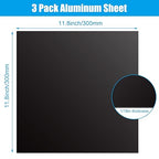 3 Pack 5052 Aluminum Sheet Metal 12 x 12 x 1/16 (0.06”) Inch Black Anodized Aluminum Sheet 1.5MM Thin Aluminum Plates Engraving Blanks for Laser Engraving, Crafting, Decoration