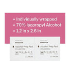McKesson Alcohol Prep Pads [Pack of 4000] 70% Isopropyl, Individually Wrapped Wipes, Sterile, Medical-Grade, First Aid, Medium, 200 Count, 20 Boxes