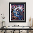 Leczany Cross Stitch Stamped Kit for Adults or Kids - A Little Girl Reading | DIY Embroidery Starter Patterns Craft Kit Needlepoint for Beginner | 11CT, 3 Strands | 13.4x16.5 inches
