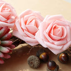 AmyHomie Artificial Flower 50pcs Real Looking Fake Roses w/Stem for DIY Wedding Bouquets Centerpieces Arrangements Party Baby Shower Home Decorations