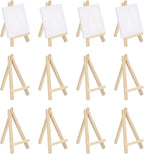 MECCANIXITY Mini Wood Display Easels, 4.9"x2.8"A-Frame Painting Tabletop Easels Holder Stand for Artists Beginners Displaying Small Canvases Art Photos Business Cards(Pack of 12, Wood Color)