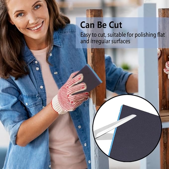 8 Pack 240 Grits Sanding Sponge, Coarse Sanding Block, Washable and Reusable Wet Dry Sandpaper Block Sandpaper Sponge for Wood Metal FurniturePaint and Drywall