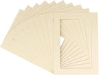 Poster Palooza Pack of TEN 8.5x11 Mats Bevel Cut for 7x9 Photos - Acid Free Textured Cream Precut Matboards For Pictures, Photos, Framing - 4-ply Thickness