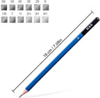 H & B 12 PCS Pencil Drawing Kit, H-4H, F, HB, B-6B Graphite and Charcoal Sketch Pencil Set for Beginners, Professional Artists