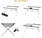 KingCamp Camping Table Roll up Aluminum Folding Table Lightweight Large Portable Foldable Camp Table for Picnic Camping Barbecue Backyard Beach Tailgate Indoor Outdoor, 4-6 Person, Support 120lbs