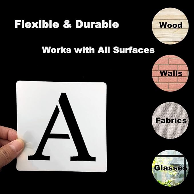 5 Inch Alphabet Letter Stencils for Painting - 70 Pack Letter and Number Stencil Templates with Signs for Painting on Wood, Reusable Letters and Numbers Stencils for Chalkboard Wood Signs & Wall Art