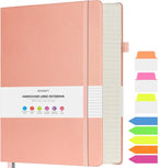College Ruled Notebook, Large A4 Hardcover Leather Journal, 312 Numbered Pages Writing Journal, 100gsm No Bleed Paper, Lined Journal Notebook for Women Men School Office, 8.5''×11'', Pink