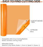 HTVRONT Orange Permanent Vinyl, 12" x 40 FT Adhesive Permanent Vinyl Roll for All Cutting Machine, Silhouette, Cameo Cutters, Signs, Scrapbooking, Craft, Die Cutters (Glossy Orange)