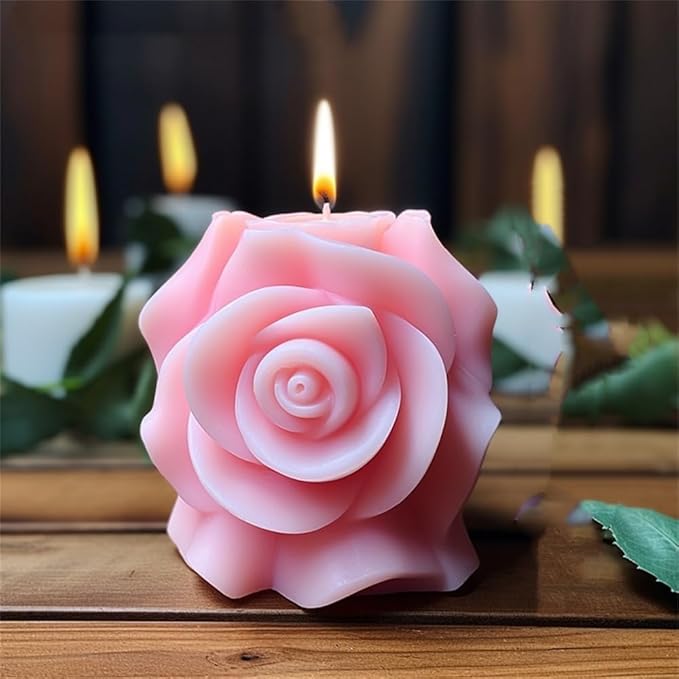 Rose Pillar Candle Silicone Mold Handmade Valentine's Day Mother's Day Flower Bouquet Soap Gypsum Resin Molds Wedding Decor Crafts Gifts (1)