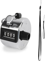 GDMINLO Metal Hand Tally Clicker Counter, 4-Digit Number Count Clicker with Metal Case Mechanical Counter for Coaching, Knitting, Lap, Fishing, Golf and Row with 2-Nylon Lanyard,Silver