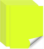 Neon Yellow Sticker Paper Labels for Laser & Inkjet Printer, Fluorescent Yellow Printable Sticker Paper- Matte, Letter Size 8.5" x 11"