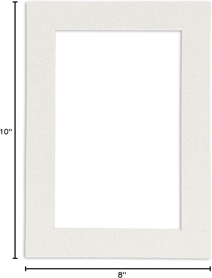8x10 Mat Bevel Cut for 6x8 Photos - Acid Free Oyster Shell White Precut Matboard With Backing Board and Crystal Clear, Self Seal Photo Mat Bag - For Pictures, Photos, Framing - 4-ply Thickness