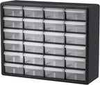 Akro-Mils 10124 24 Drawer Plastic Parts Storage Hardware and Craft Cabinet, 20-Inch x 16-Inch x 6.5-Inch, Black