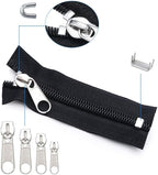 EuTengHao 169Pcs Zipper Repair Kit Zipper Replacement Zipper Pull Rescue Kit with Zipper Install Pliers Tool and Zipper Extension Pulls for Clothing Jackets Purses Luggage Backpacks (Silver and Black)
