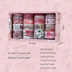 MAFELOE Decorative Vintage Washi Tapes Set 20 Rolls 2 Meters Long, Adhesive Scrapbook Junk Journaling Art Craft Collage Supplies-Forest Dream Series-Pink (WT-M4-SLMJ)