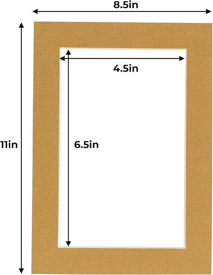 5x7 Mat for 8.5x11 Frame - Precut Mat Board Acid-Free Show Kit with Backing Board, and Clear Bags Rattan Beige 5x7 Photo Matte Made to Fit a 8.5x11 Picture Frame Matboard for Framing, Pack of 10 Mats